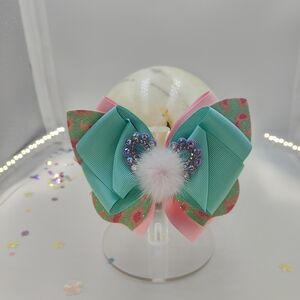 Colorful Heart Embellished Hair Bow for Kids